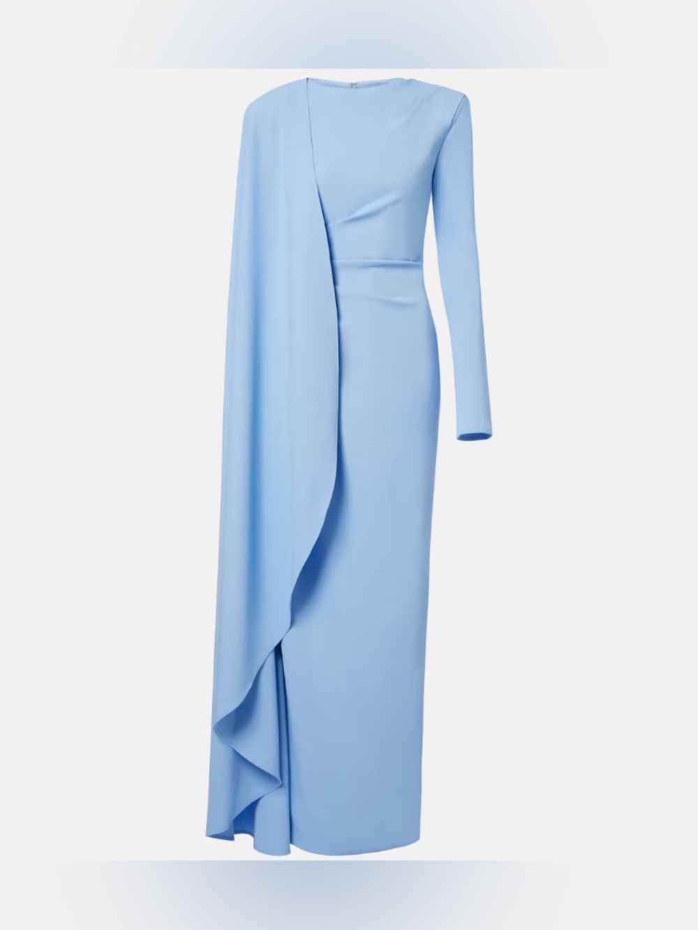Rachel Gilbert Dion Blue Long Sleeve caped draped asymmetrical Maxi gown NWOT - Picture 2 of 14